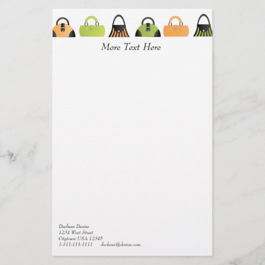 Handtaschenaufstellung Briefpapier (Vorderseite)