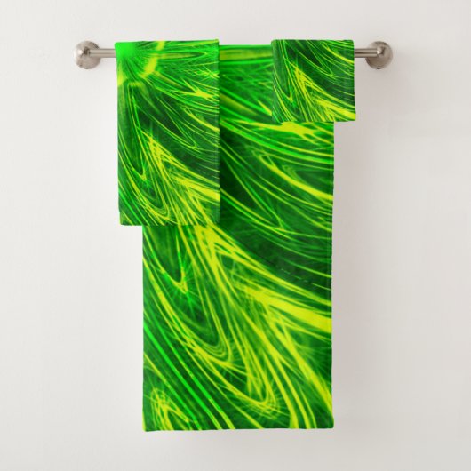 Handtuch Abstrakte Linien Grüne Blume Badhandtuch Set (Insitu)