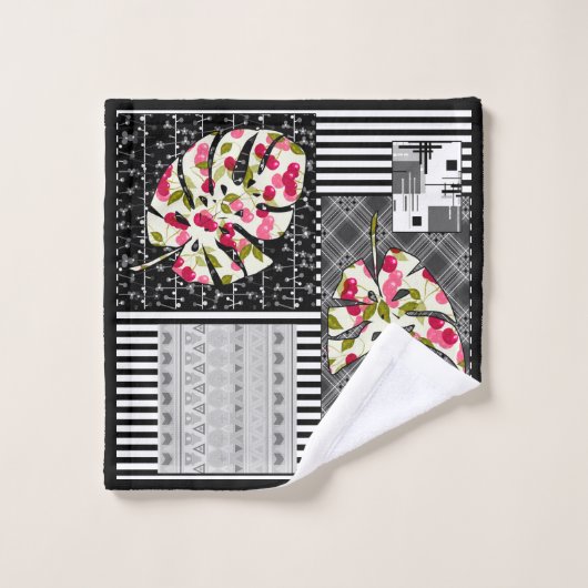Handtuch Abstrakte Patchwork Steppdecke Steppdecke Badhandtuch Set (Waschlappen)
