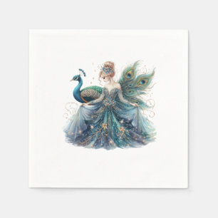 Handtuch aus Papier und Pfau Serviette