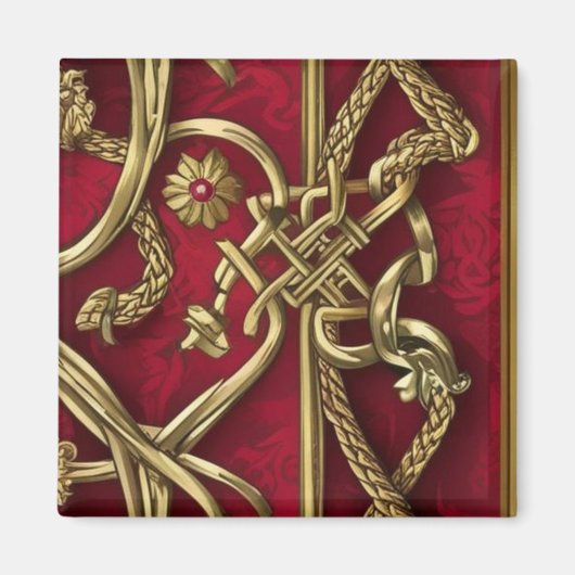 Handtuch aus rotem und goldhaltigem mittelalterlic magnet (Vorne)