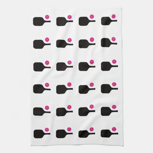 Handtuch aus schwarzen Picklebs und rosa Bälle (Vertikal)