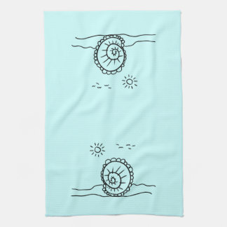 Handtuch, Beach Sunshine Seashell Doodle Kunst Geschirrtuch