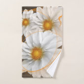 Handtuch Blume Weiß Schwarz Orange Badhandtuch Set (Handtuch)