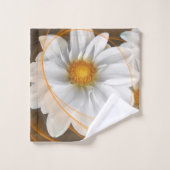 Handtuch Blume Weiß Schwarz Orange Badhandtuch Set (Waschlappen)