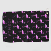 Handtuch für den Golf mit neonrosa Flamingo-Druck (Horizontal)
