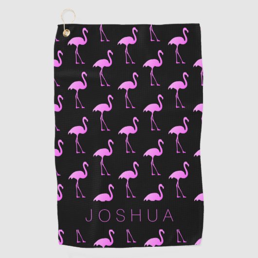Handtuch für den Golf mit neonrosa Flamingo-Druck (Vorderseite)
