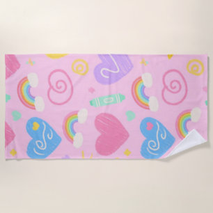 Handtuch für Herz und Doodles - Nudeln im Pastell-