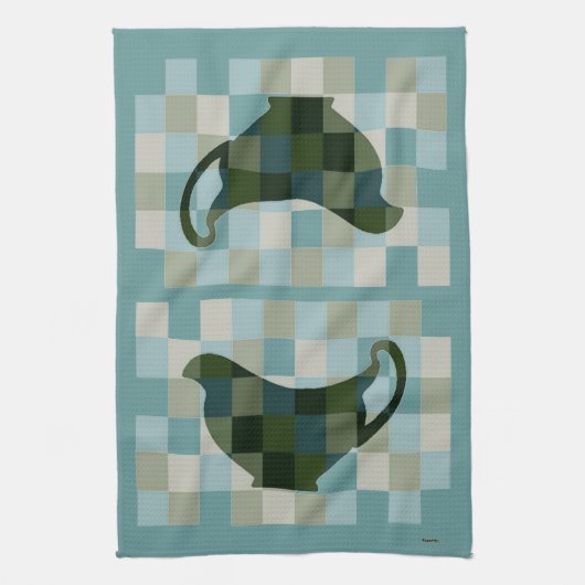 Handtuch für Schachbrettmuster (aquamarin) (Vertikal)