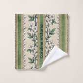 Handtuch - grünes Blumenmuster - Name kann geänder Badhandtuch Set (Waschlappen)