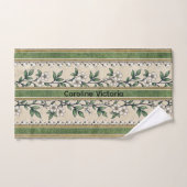 Handtuch - grünes Blumenmuster - Name kann geänder Badhandtuch Set (Handtuch)