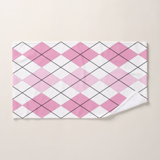 Handtuch in Rosa und Weiß, Raute (Handtuch)