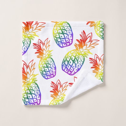 Handtuch mit einer lebendigen Ananas aus Regenboge Waschlappen (Waschlappen)