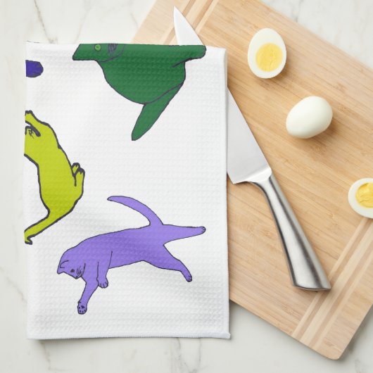 Handtuch mit farbigen Kätzchen (Viertel Falte)