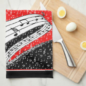 Handtuch mit roter und schwarzer Musik (Viertel Falte)