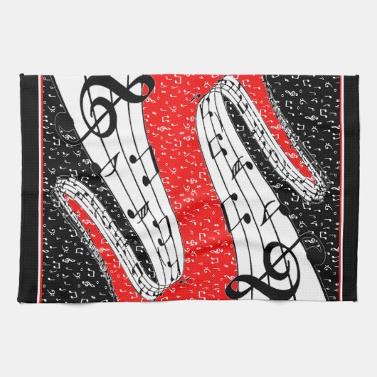 Handtuch mit roter und schwarzer Musik (Horizontal)