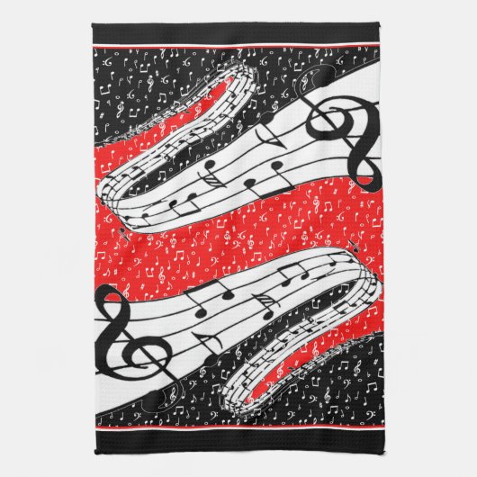 Handtuch mit roter und schwarzer Musik (Vertikal)