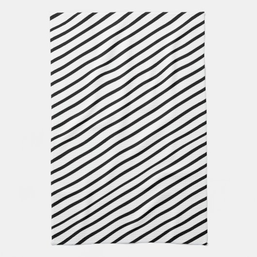 Handtuch mit schwarzem und weißem Diagonalstreifen (Vertikal)