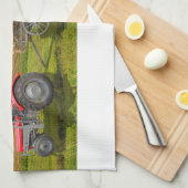 Handtuch mit Trecker und Heuwagen (Viertel Falte)