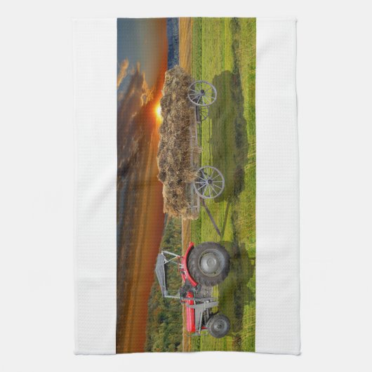 Handtuch mit Trecker und Heuwagen (Vertikal)