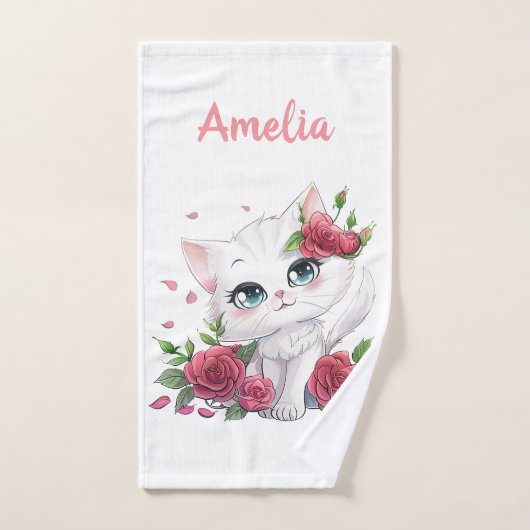 Handtuch nach Maß - Niedlicher KatzenCartoon mit B (Handtuch)