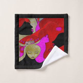 Handtuch oder Wash Tuch in Rot und Schwarz