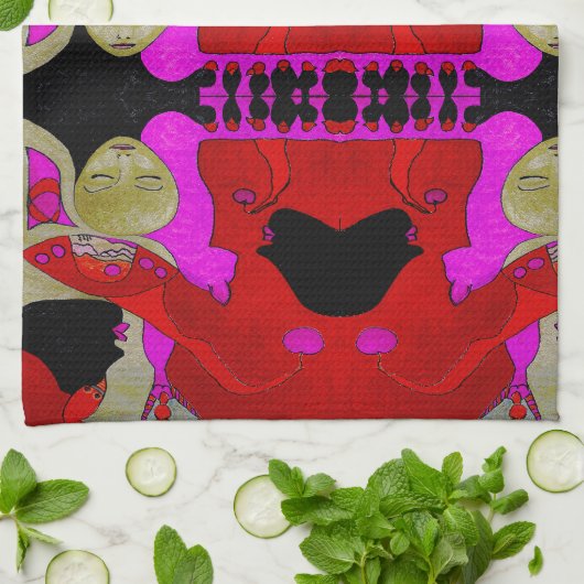 Handtuch oder Wash Tuch in Rot und Schwarz (Gefaltet)