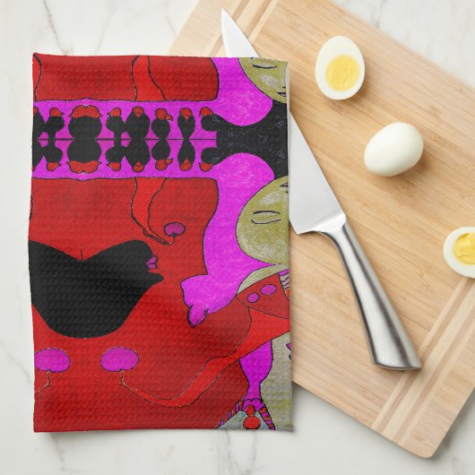 Handtuch oder Wash Tuch in Rot und Schwarz (Viertel Falte)