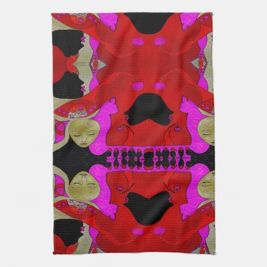 Handtuch oder Wash Tuch in Rot und Schwarz (Vertikal)