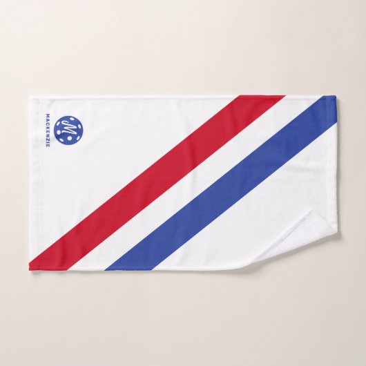 Handtuch Rot Blauer Streifen personalisieren (Handtuch)