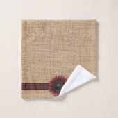 Handtuch-Set - Burlap und Bordeaux Sonnenblume Badhandtuch Set (Waschlappen)