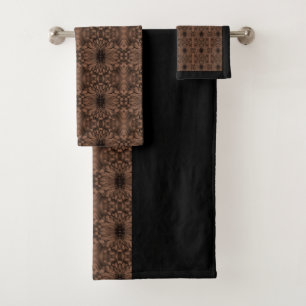 Handtuch-Set - Chrysanthemum Brown Kaleidoscopic Badhandtuch Set