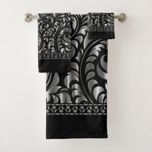 Handtuch-Set - Drama in Schwarz und Silber Badhandtuch Set