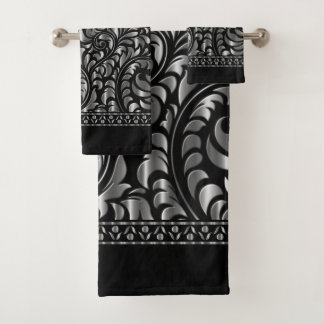 Handtuch-Set - Drama in Schwarz und Silber Badhandtuch Set