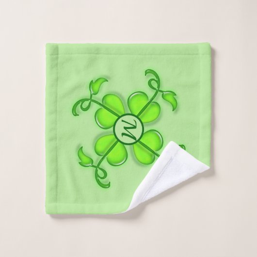 Handtuch-Set - ivy-Blätter mit Monogramm Badhandtuch Set (Waschlappen)