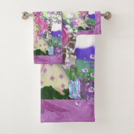 Handtuch Set mit Young Girl mit Blume