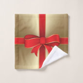 Handtuch-Set - Red Bow & Ribbon auf Gold Badhandtuch Set (Waschlappen)