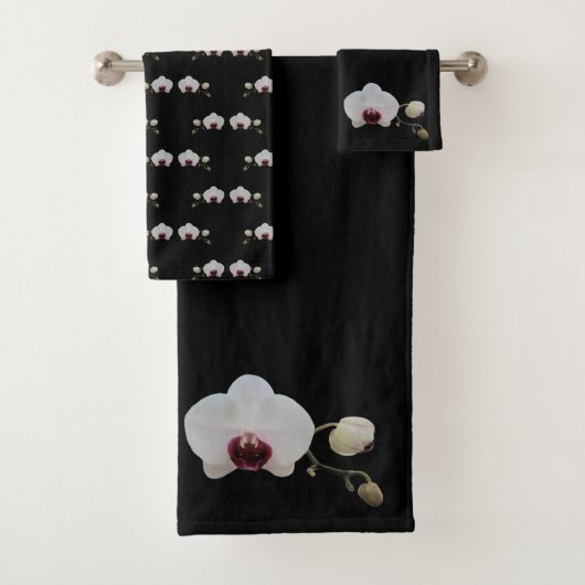 Handtuch-Set - Ruby-Lipped White Orchid Badhandtuch Set (Insitu)