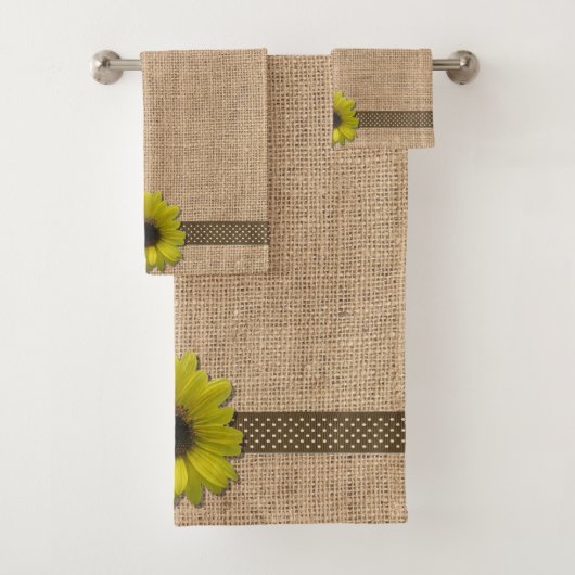 Handtuch-Set - Sonnenblumen mit Burlap- und Regenw Badhandtuch Set (Insitu)