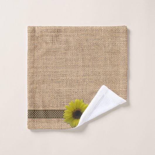 Handtuch-Set - Sonnenblumen mit Burlap- und Regenw Badhandtuch Set (Waschlappen)