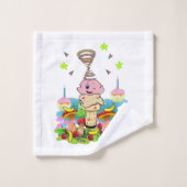 Handtuch-Sets, Twin Happy Birthday Cupcake Badhandtuch Set (Waschlappen)