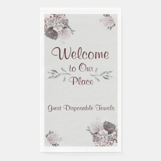 Handtücher für den Gast Willkommen an unserem Plat Serviette (Vorderseite)