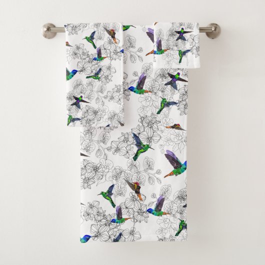 Handtücher mit Hummingvögeln in den Farben Frühjah (Insitu)