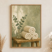 Handtücher und Eukalyptus Wasserfarbenposter Poster