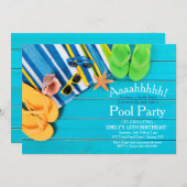 Handtücher und Flip Flops Einladung (Vorne/Hinten)