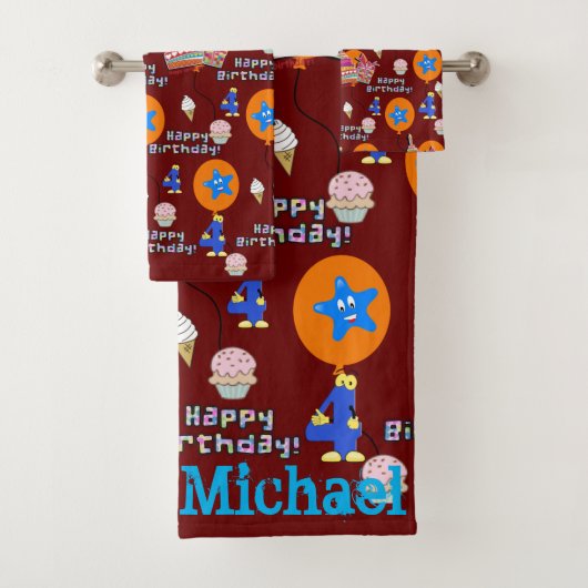 Handtuchhalter, 4. Geburtstag, 4. Geburtstag Badhandtuch Set (Insitu)