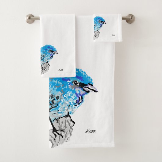 Handtuchhalter: Blue Bird Badhandtuch Set (Insitu)