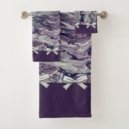 Handtuchhalter Lavendel und Bogen Personalisiert Badhandtuch Set (Insitu)