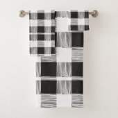 Handtuchhalter Schwarz und Weiß Kariert Badhandtuch Set (Insitu)