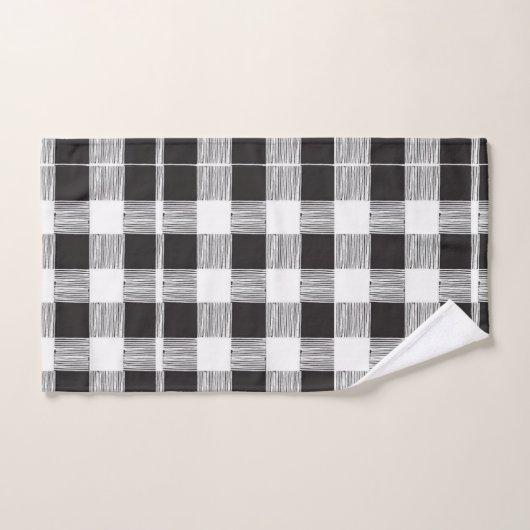 Handtuchhalter Schwarz und Weiß Kariert Badhandtuch Set (Handtuch)